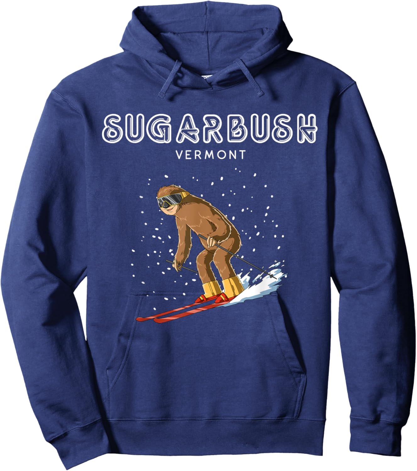 Ski Sloth - Sugarbush Vermont Ski Gift Hoodie - Hoodie | Navy