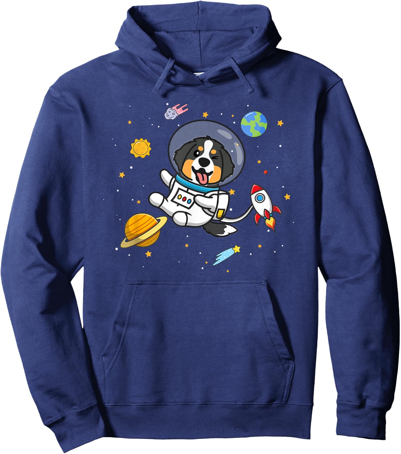 Kids Girls Boys Kawaii Space Bernese Mountain Dog Lover Hoodie - Hoodie | Navy