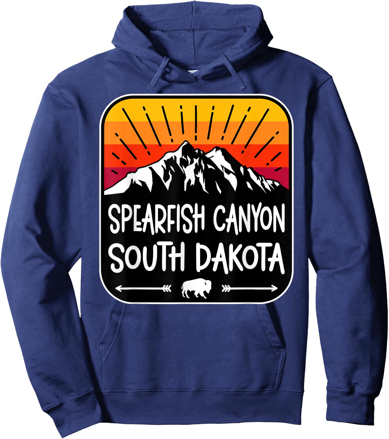 Spearfish Canyon South Dakota Vintage Mountain Sunset Hoodie - Hoodie | Navy
