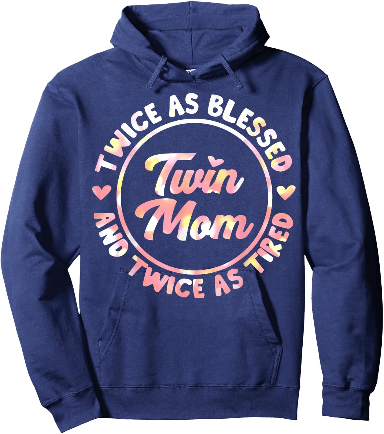 Funny Twin Mom Gift Cool Mother of Twins Blessed Hoodie - Hoodie | Navy