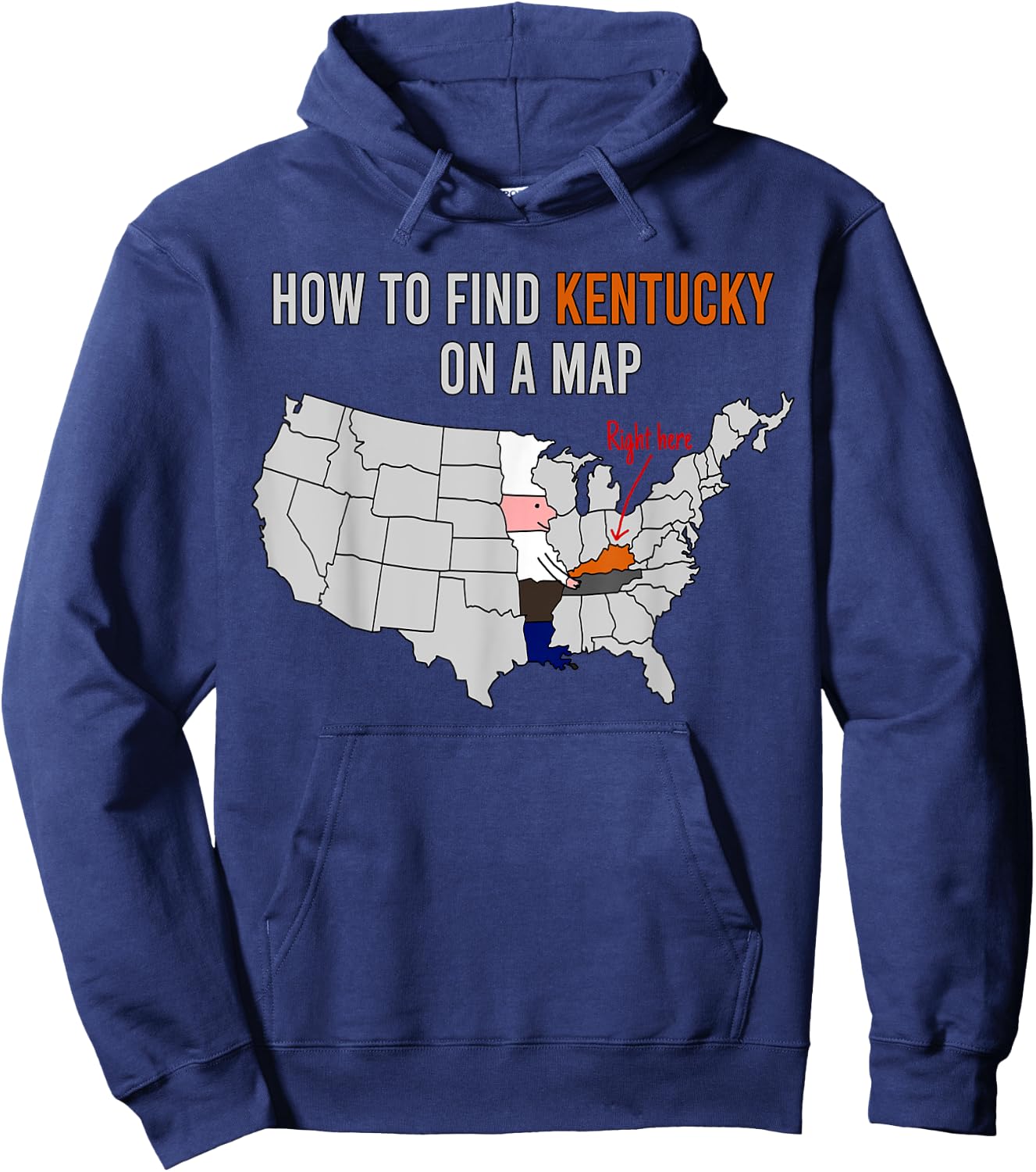How To Find Kentucky On A Map Chef Holding Fried Chicken Hoodie - Hoodie | Navy