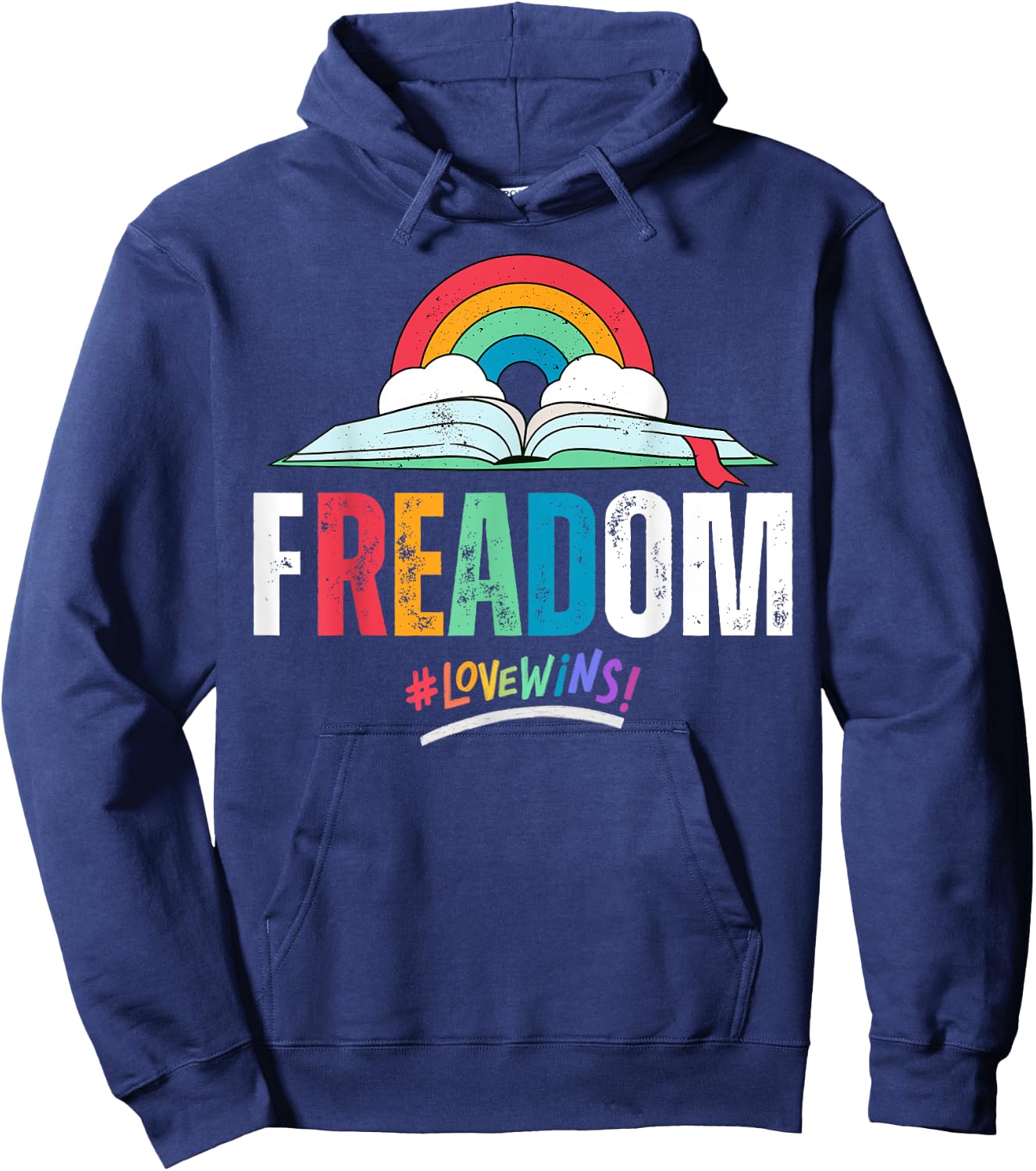 fREADom - I Read Banned Books - LGBTQ Reader Pride Librarian Hoodie - Hoodie | Navy