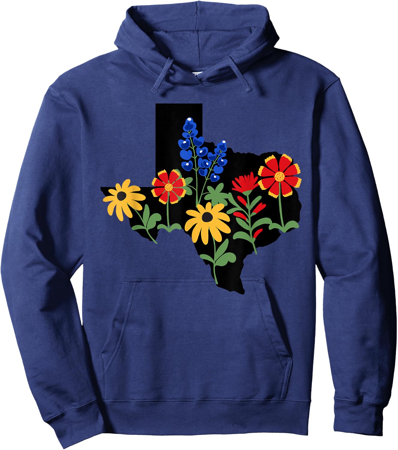 Texas Town & City Apparel Women's Texas Wildflowers Bluebonnets Hoodie - Hoodie | Navy