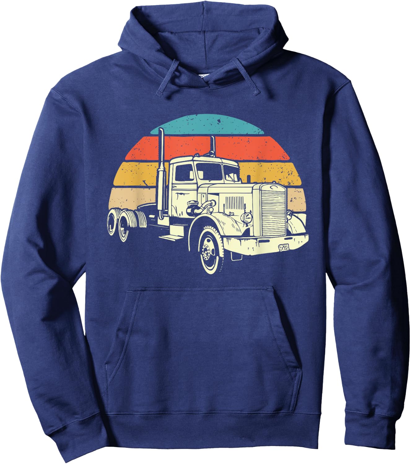 Retro Trucker - Big Rig Hauler Truck Driver Trucking Hoodie - Hoodie | Navy