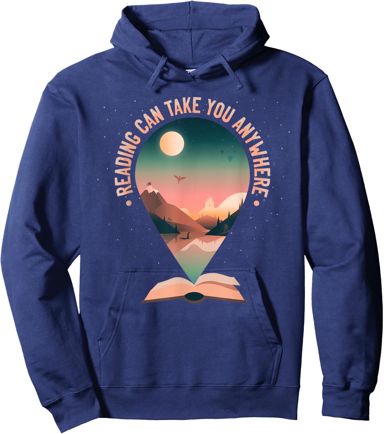 Reading can take you anywhere book reading lover bibliophile Hoodie - Hoodie | Navy