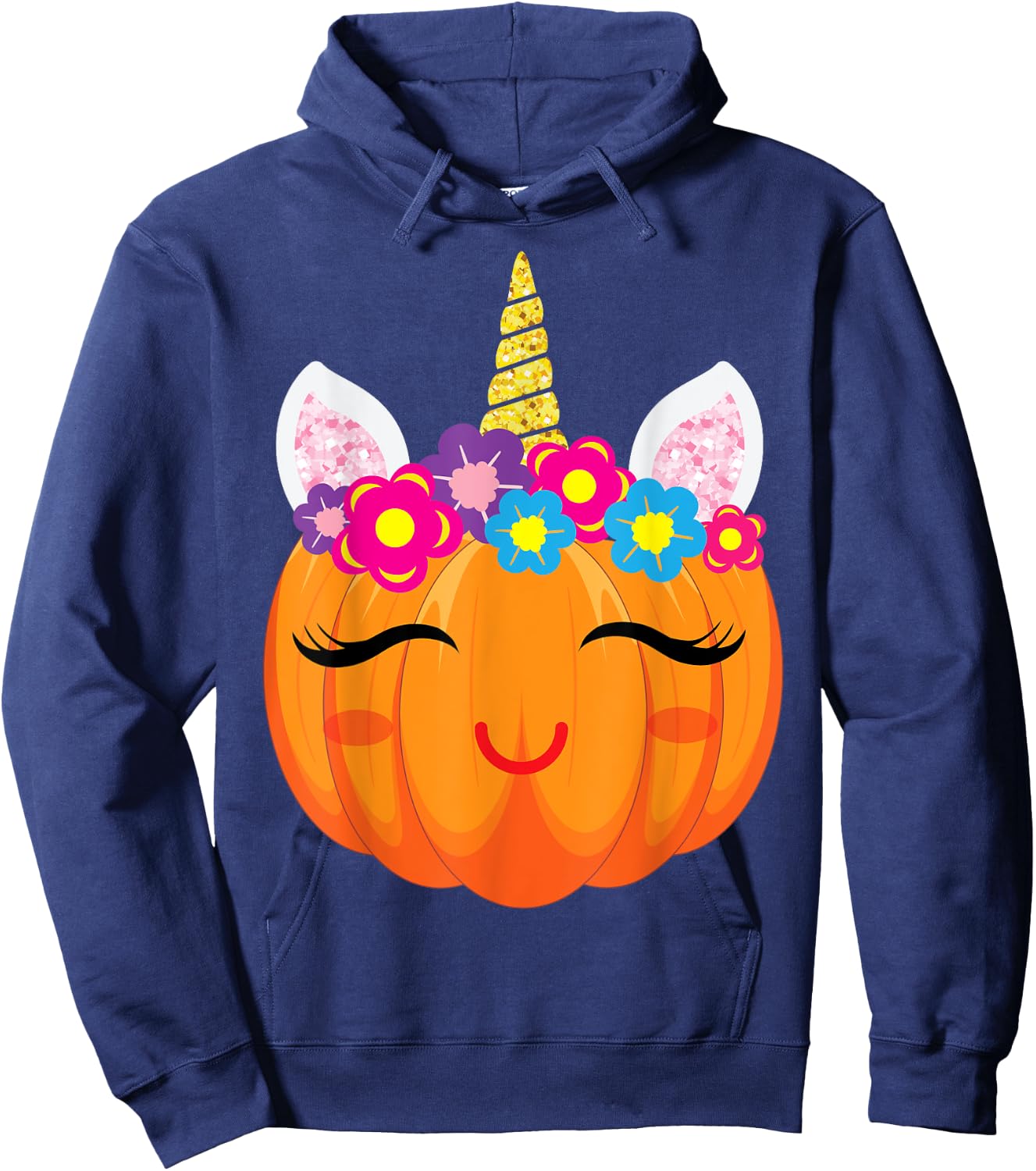 Cute Unicorn Girls Halloween Pumpkin Patch Costume Women Hoodie - Hoodie | Navy