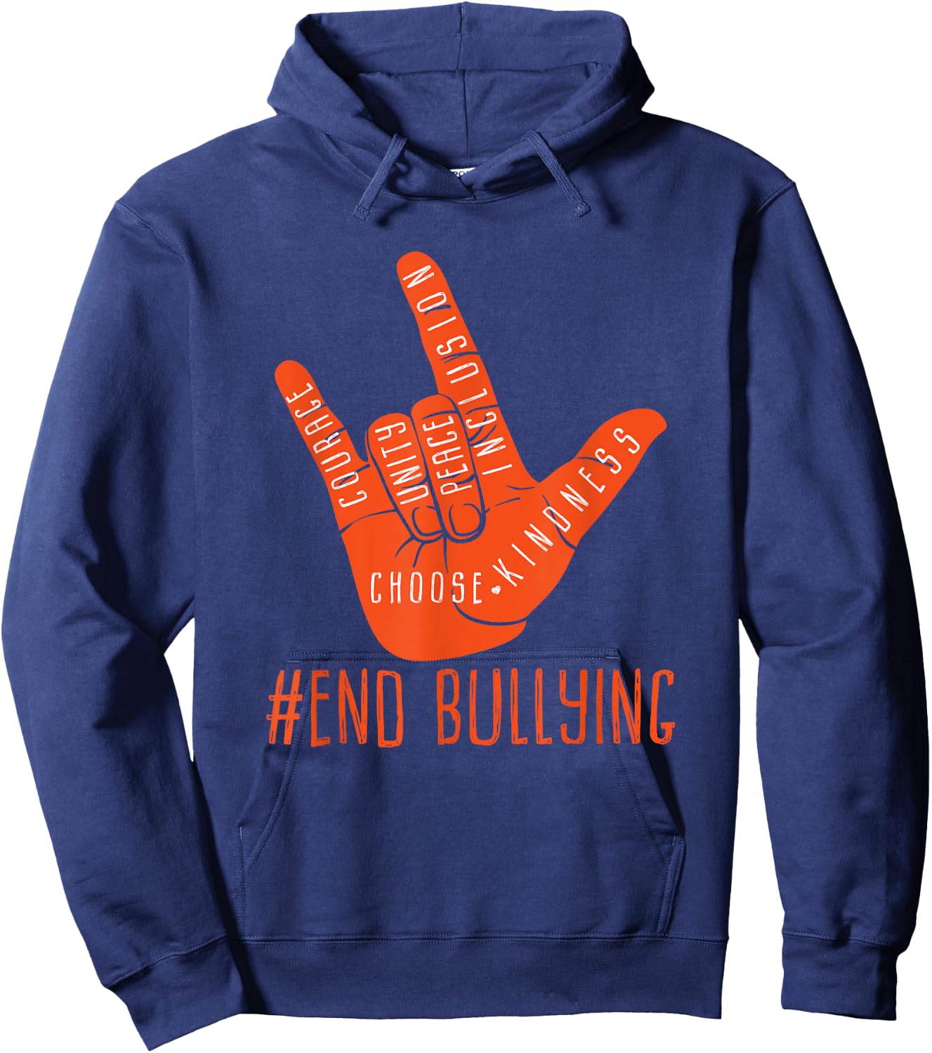 Unity Day Orange Kids 2022 Anti Bullying Love Sign Women Hoodie - Hoodie | Navy