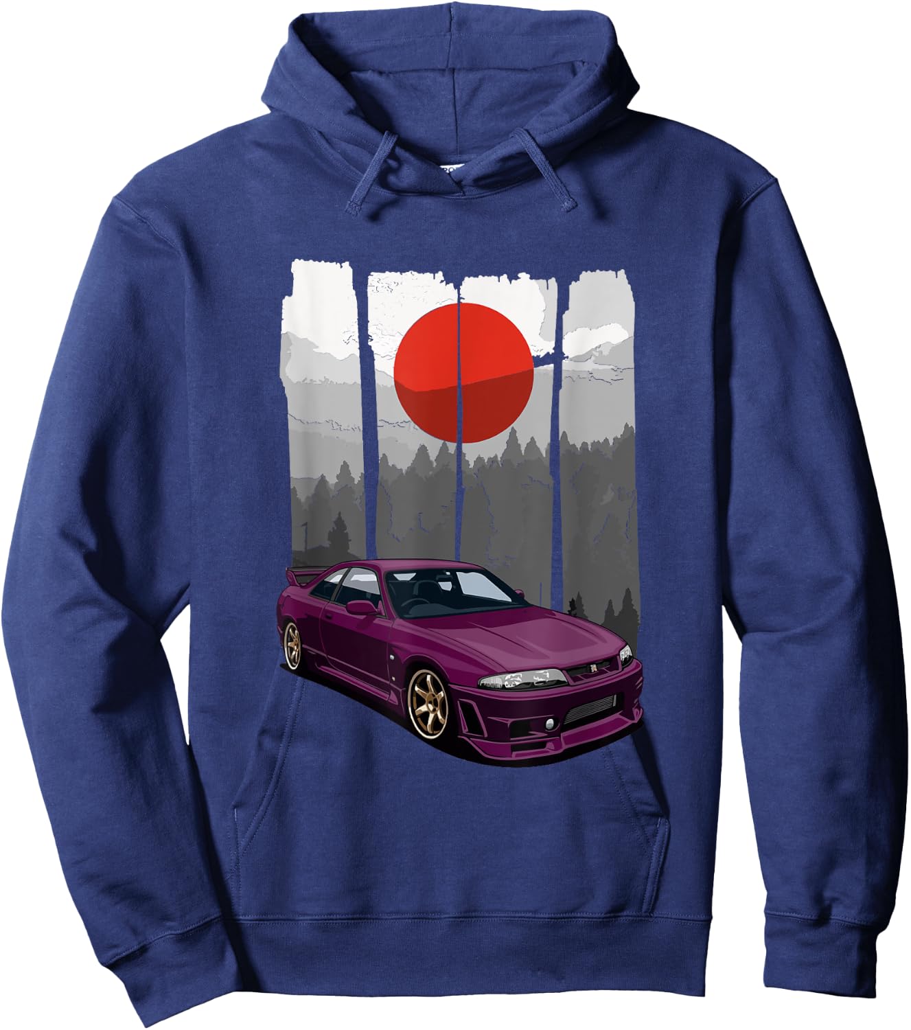JDM Skyline R33 Car Tuning Japan Rising Sun Drift Hoodie - Hoodie | Navy