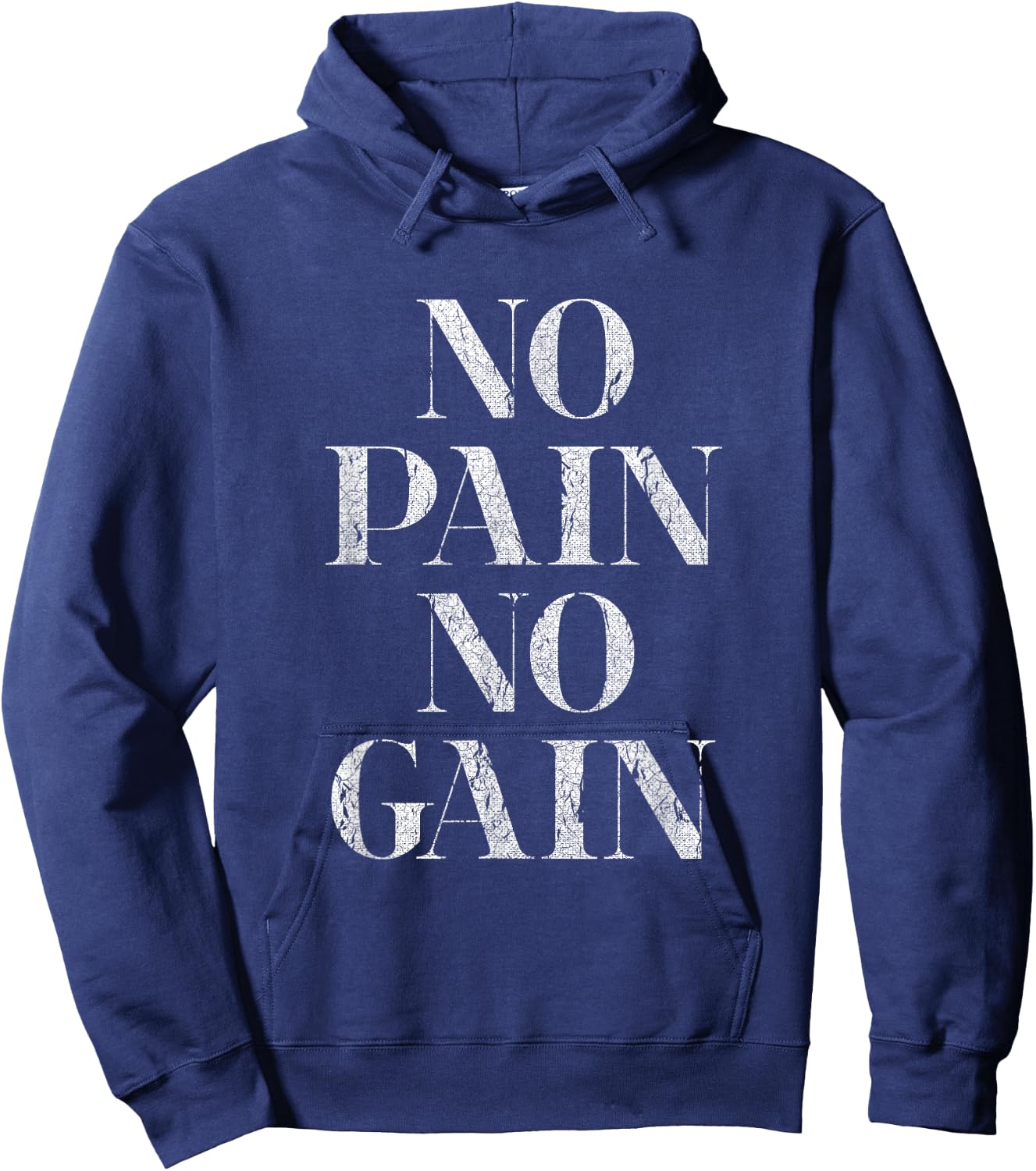 No Pain No Gain Gym Fitness Slogan Hoodie - Hoodie | Navy