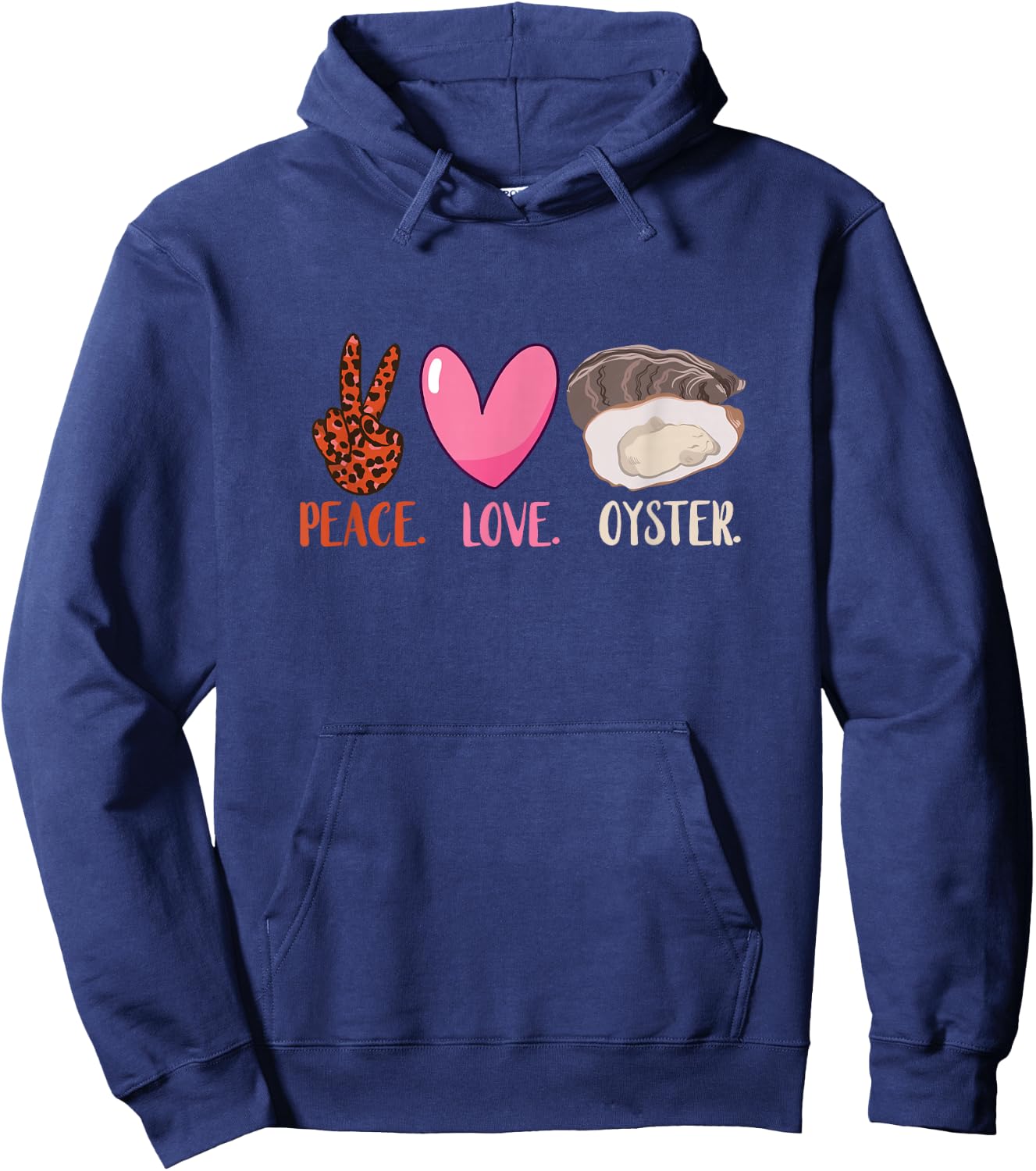 Oyster Leopard Love Peace Heart Mollusc Shucker Oyster Lover Hoodie - Hoodie | Navy