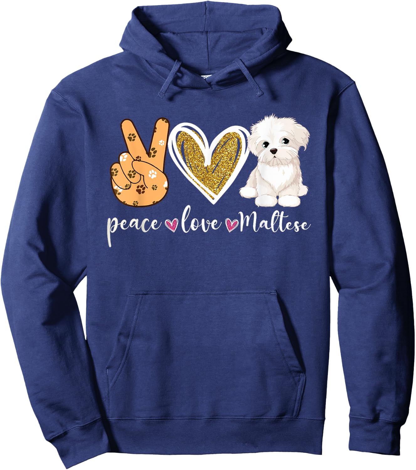 Vintage Maltese Lover Dog Dad Dog Mom -Adults and Kids Black Modern Short Sleeve Hoodie - Hoodie | Navy
