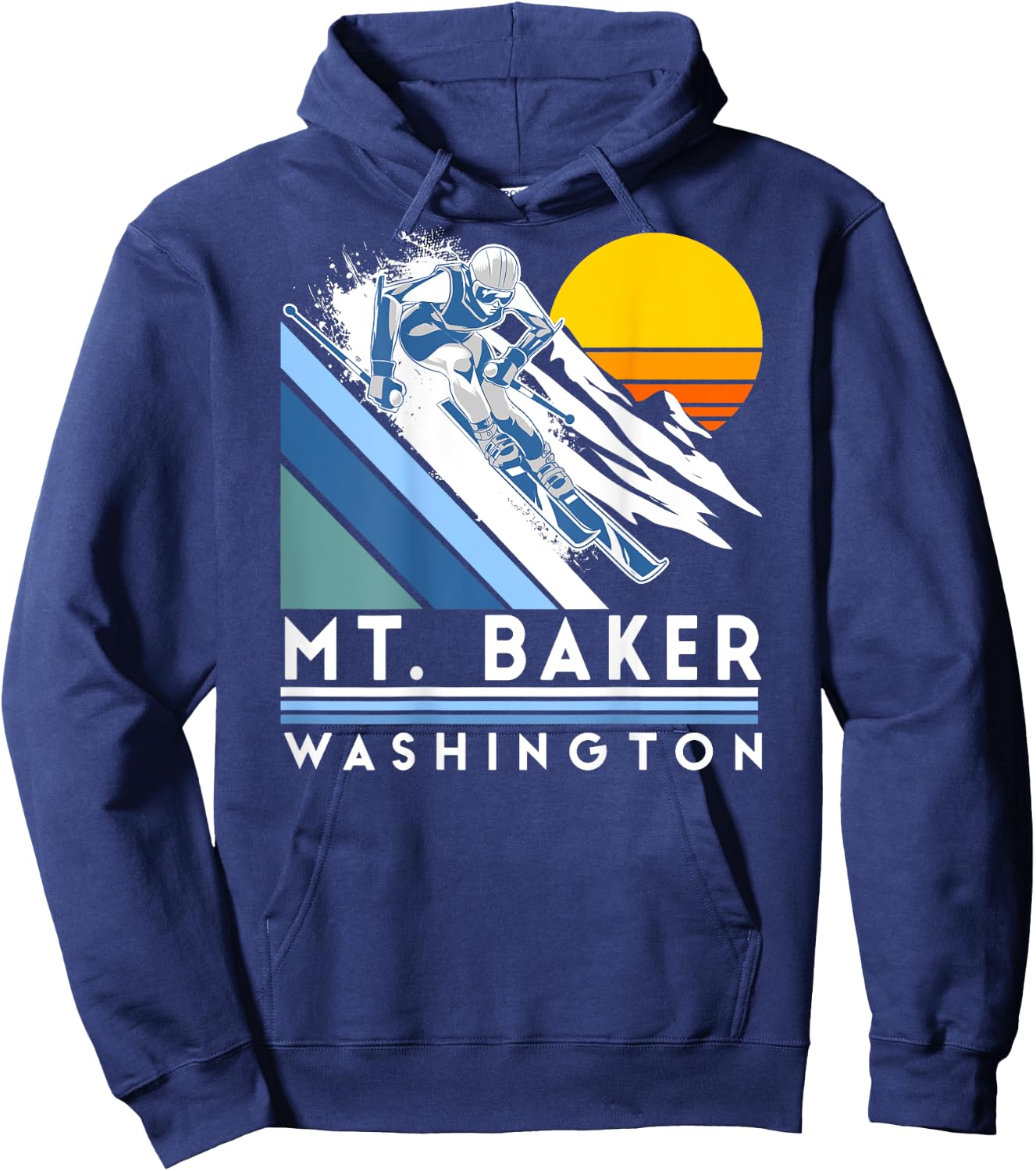 Mt. Baker Washington Retro Ski Hoodie - Hoodie | Navy
