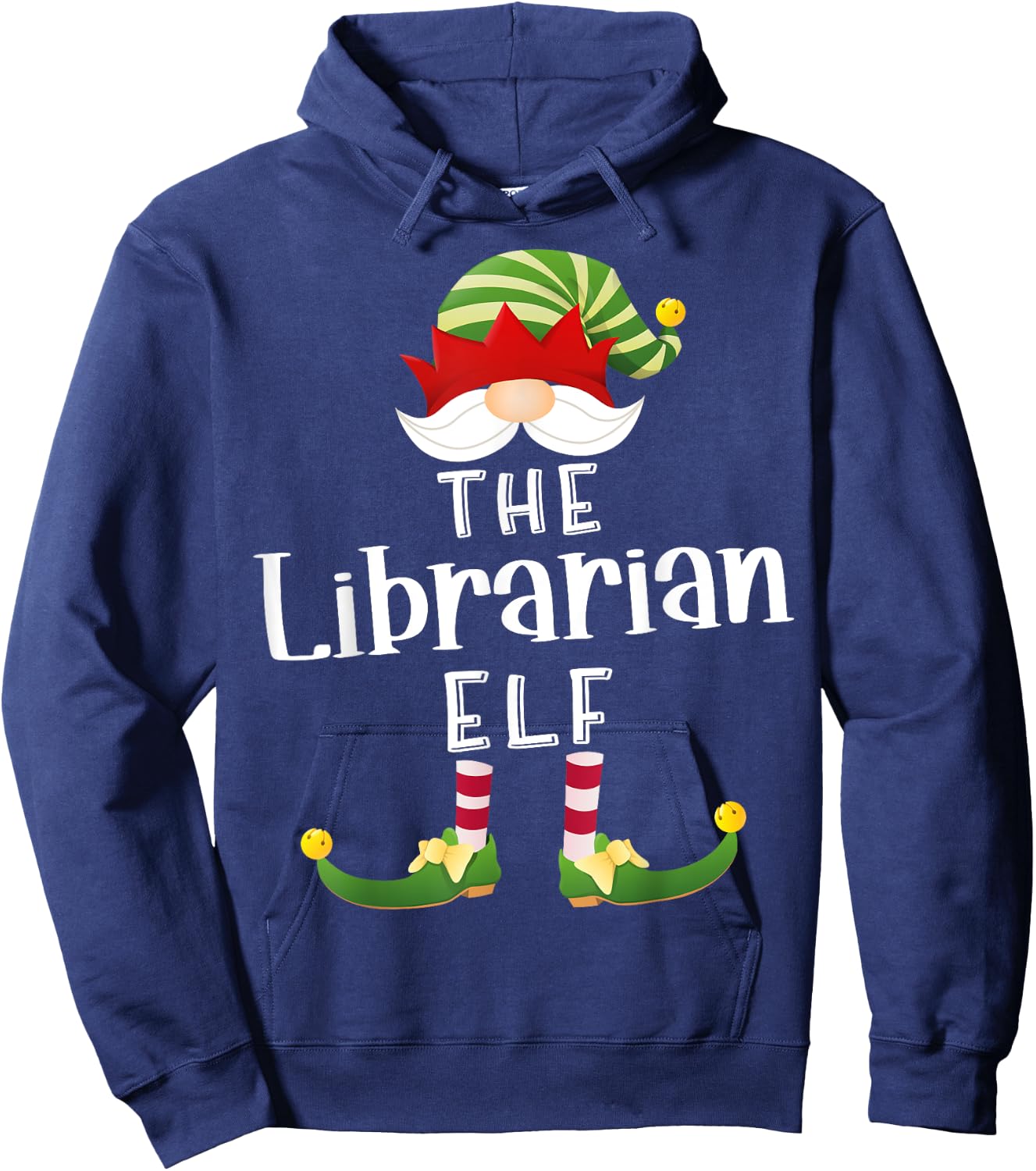 Librarian Elf Group Christmas Funny Pajama Party Hoodie - Hoodie | Navy