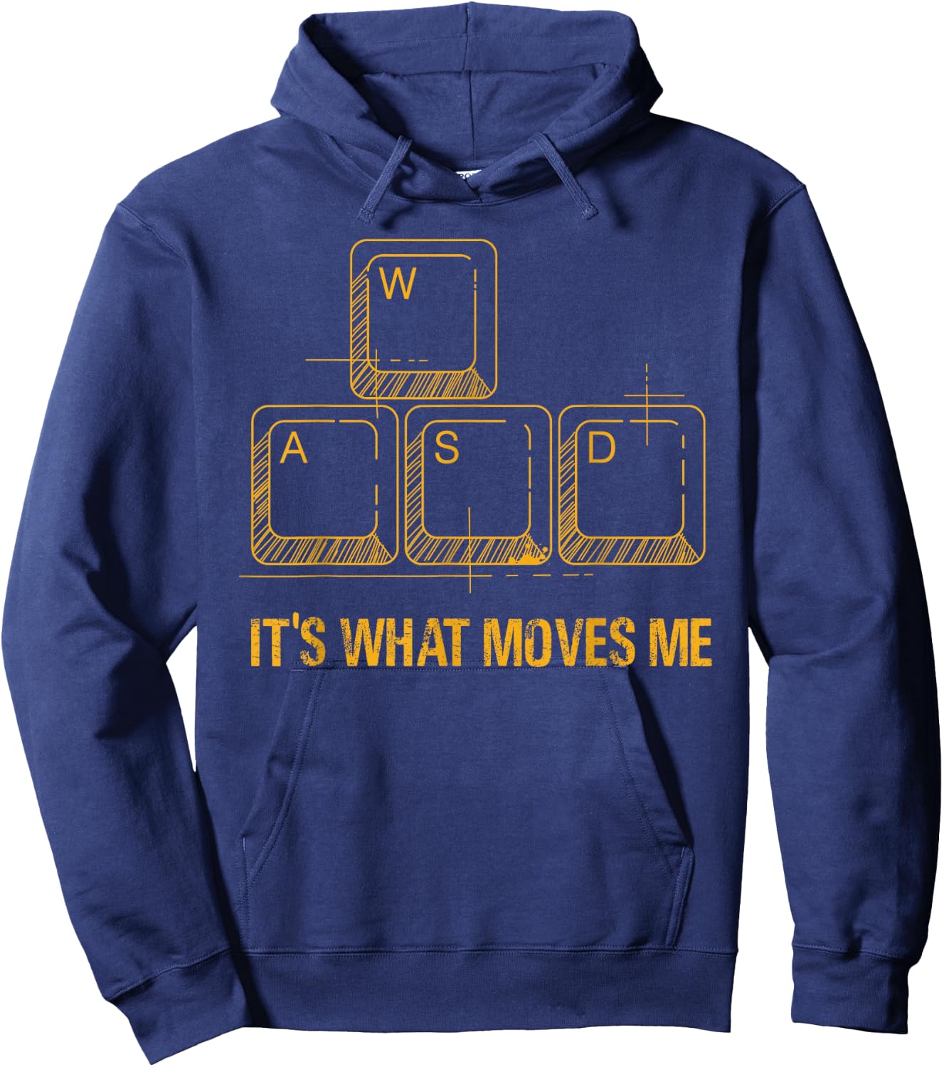 PC Gamer Merch Men Women Merchandise Retro Gift Funny WASD Its What Moves Me Video Games Gamer PC Gaming -Youth Hoodie - Hoodie | Navy