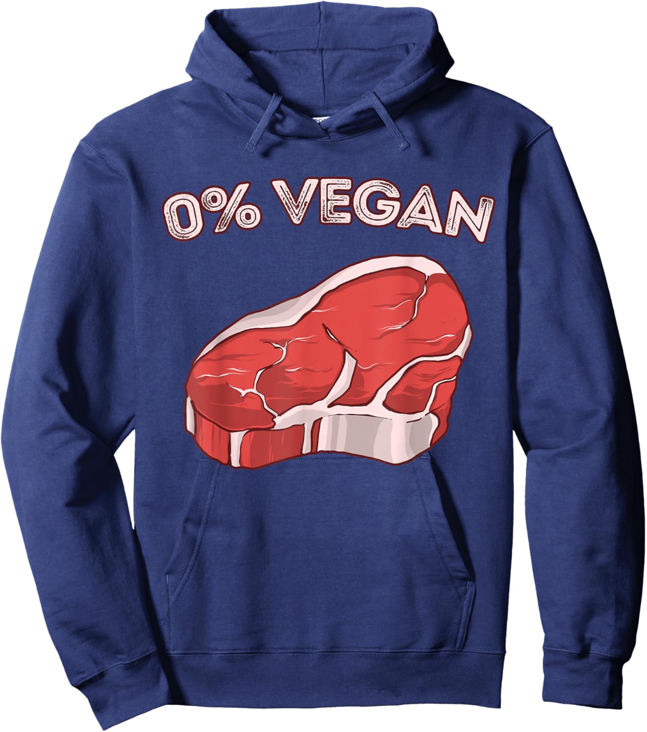 Zero Percent Vegan BBQ Meat Steak Graphic Meat Eater Hoodie - Hoodie | Navy