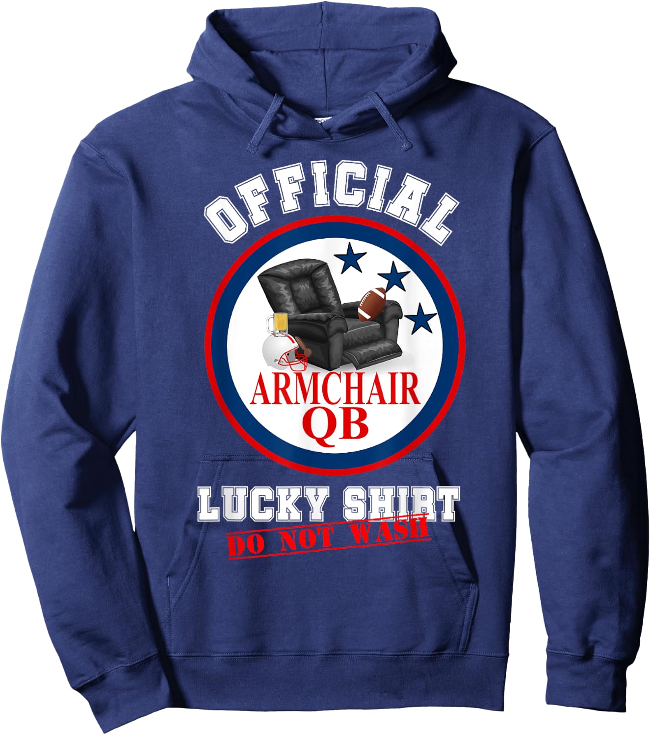 Funny Armchair QB Quarterback Fantasy Football Lucky Shirt Hoodie - Hoodie | Navy