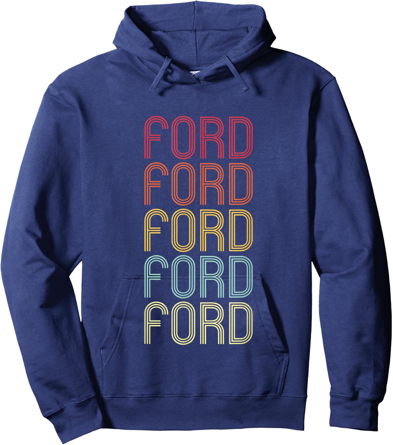 Ford Retro Wordmark Pattern Vintage Personalized 70s Hoodie - Hoodie | Navy