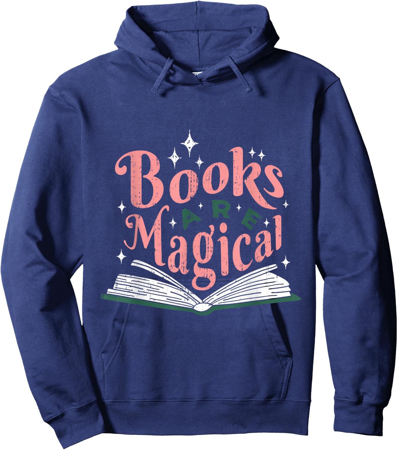 Books Are Magical Retro Reader Graphic Cute Book Lover Art Hoodie - Hoodie | Navy