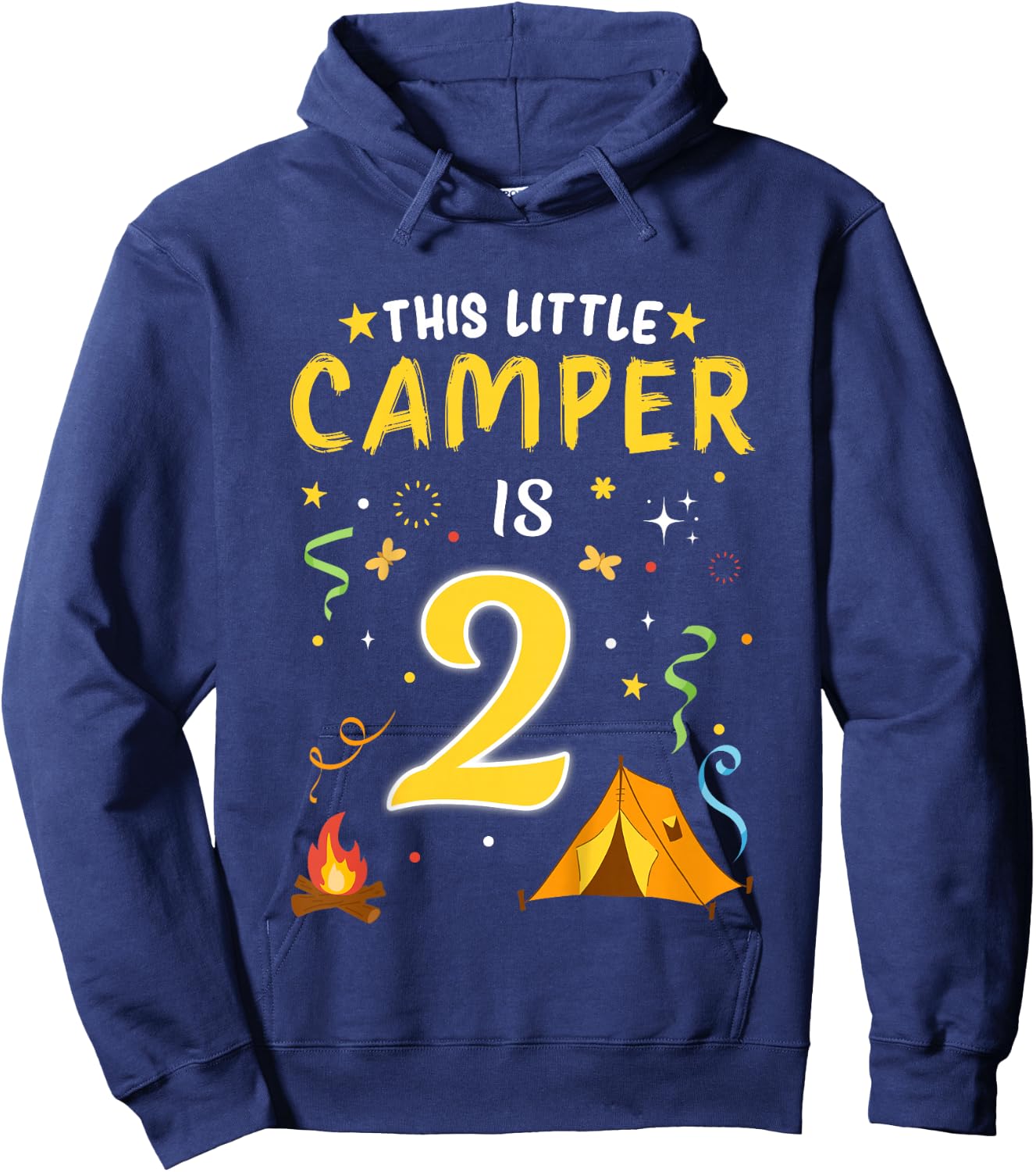 Kids 2 Year Old Camper Kids 2nd Birthday Camping Costume Hoodie - Hoodie | Navy