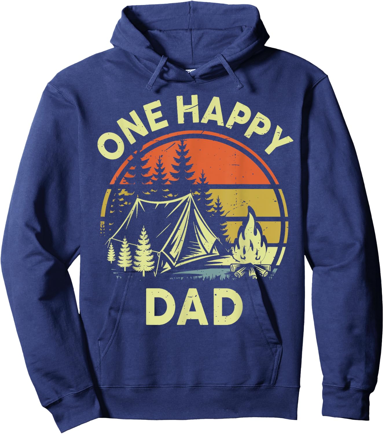 Kids One Happy Dad Camper Toddler Boy Funny Camping Campfire Hoodie - Hoodie | Navy
