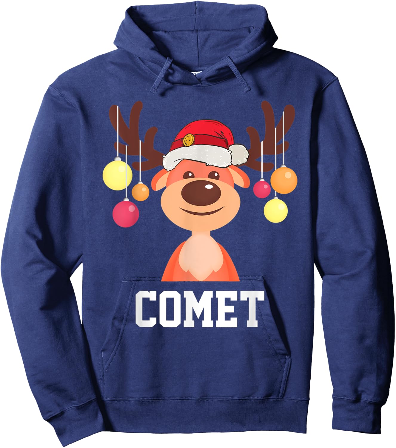 Funny Santa Reindeer Comet Christmas Group Costume Hoodie - Hoodie | Navy