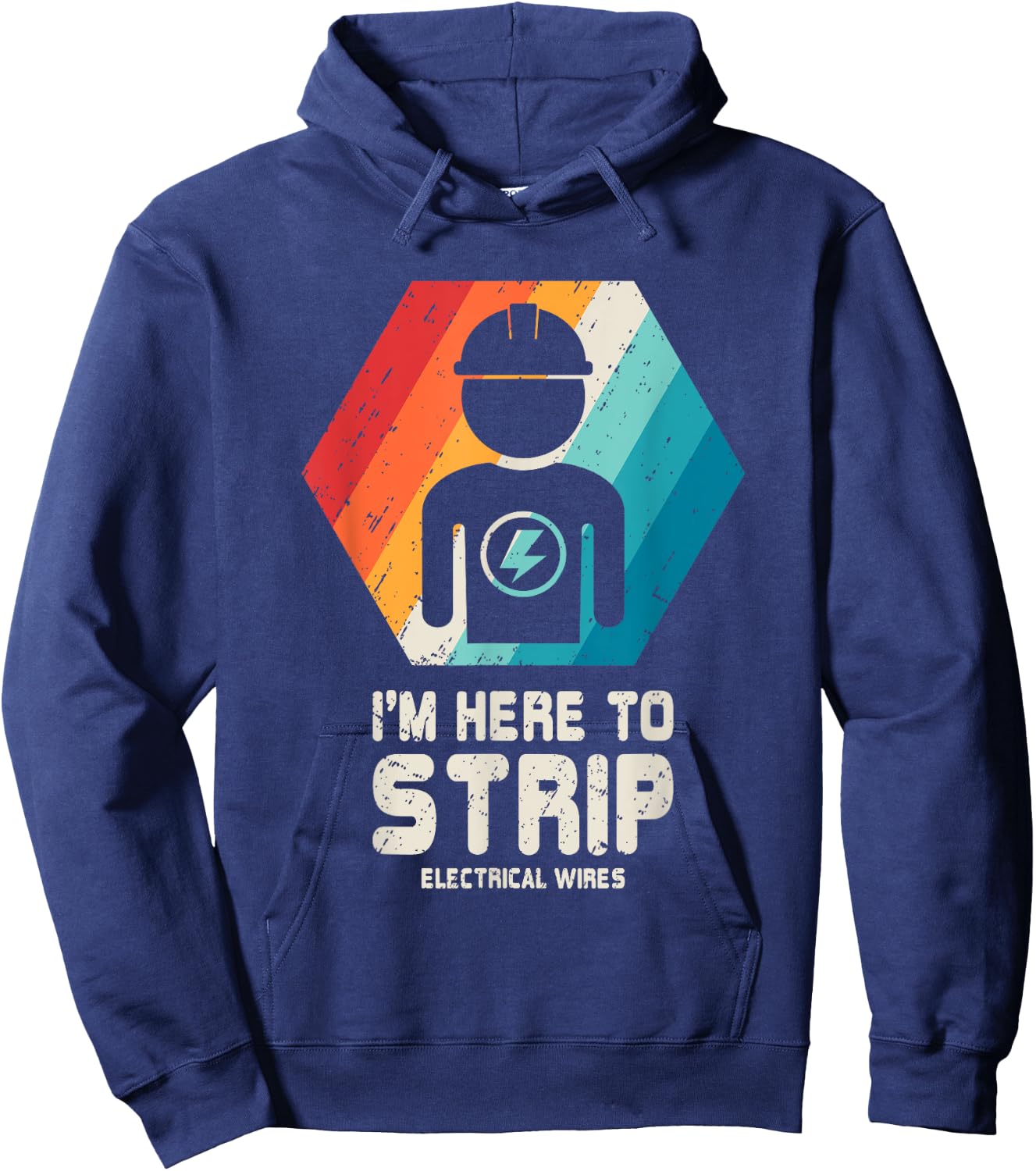 Electrician T Shirt Funny Retro Vintage Husband Dad Gift Hoodie - Hoodie | Navy
