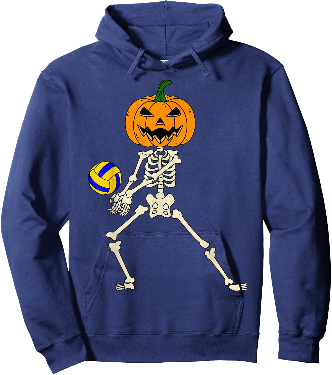 Halloween Volleyball Skeleton Player Retro Vintage Sport Hoodie - Hoodie | Navy