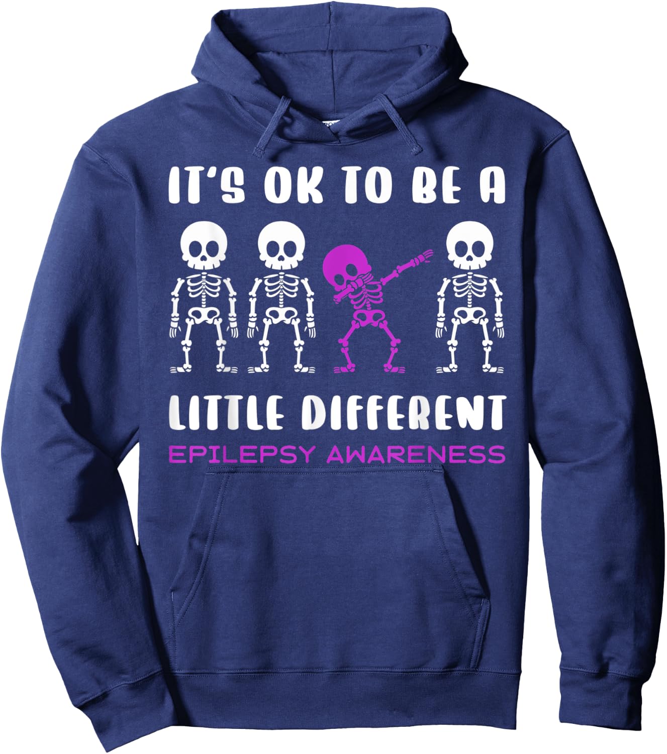 Epilepsy Purple Skeleton Awareness Halloween Holiday Hoodie - Hoodie | Navy
