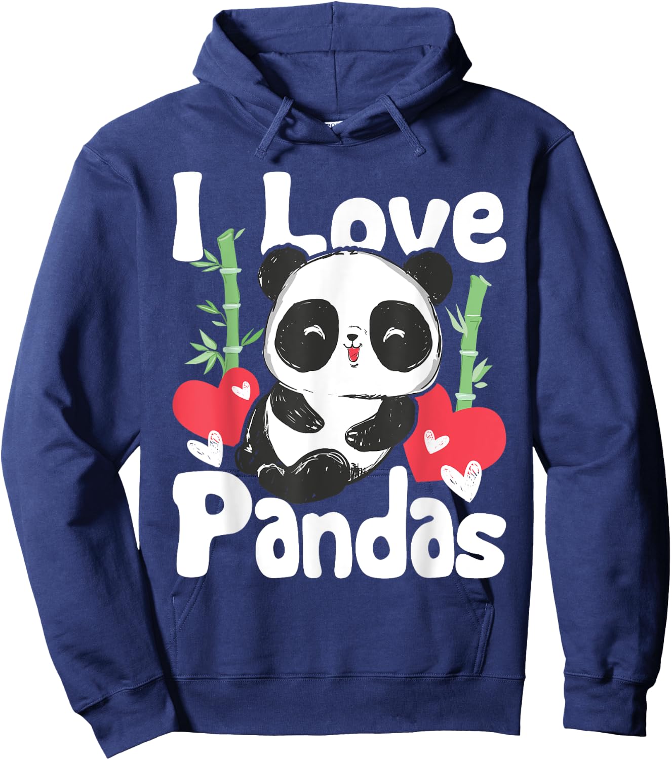 I Love Pandas - Cute Kawaii Panda Bear Hoodie - Hoodie | Navy