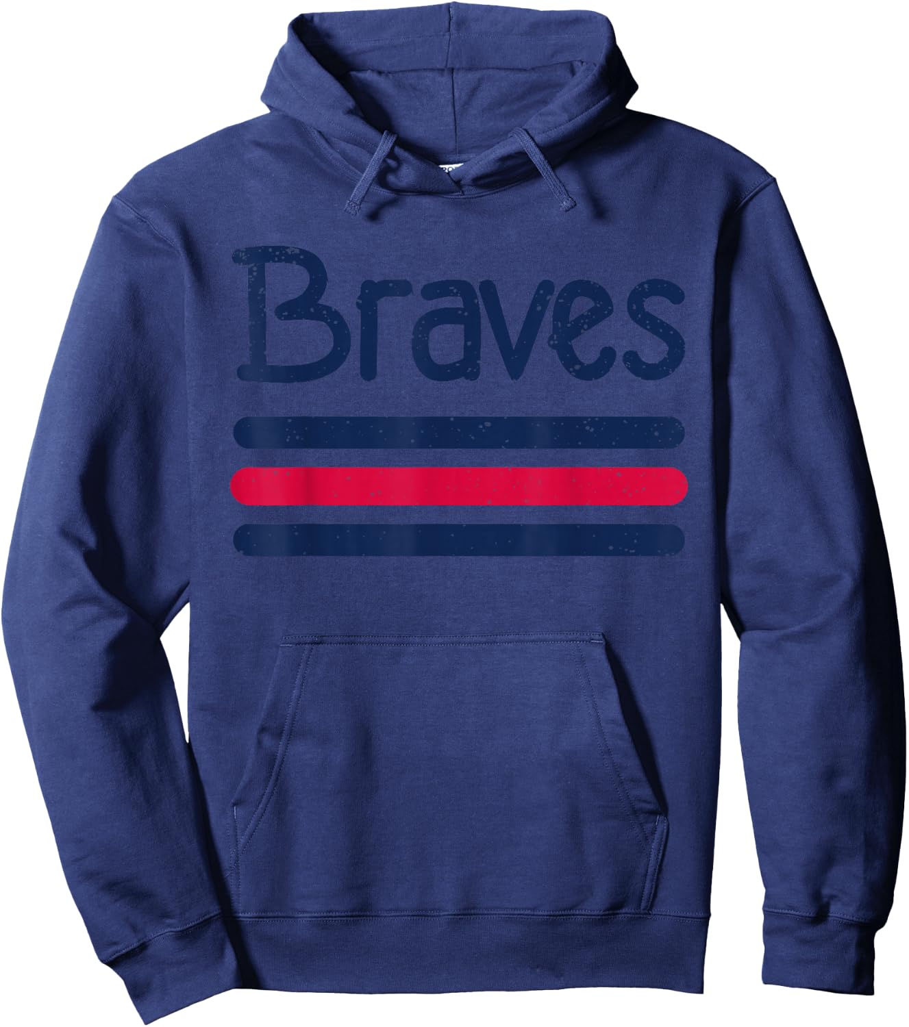 Vintage Braves Retro Three Stripe Weathered Shirt Hoodie - Hoodie | Navy