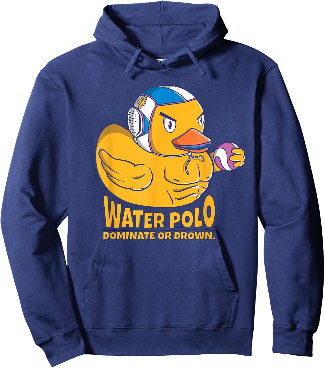 Water Polo Rubber Duck Dominate or Drown on Funny Water Polo Small Hoodie - Hoodie | Navy
