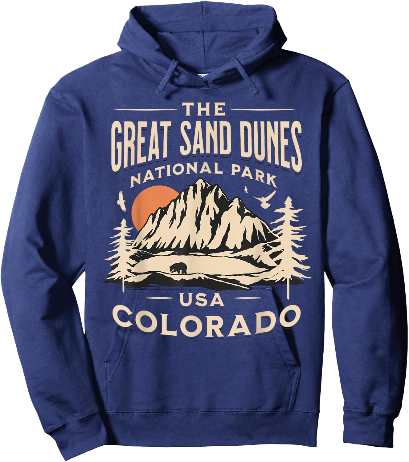 Great Sand Dunes National Park Colorado Hike Outdoors Retro Hoodie - Hoodie | Navy