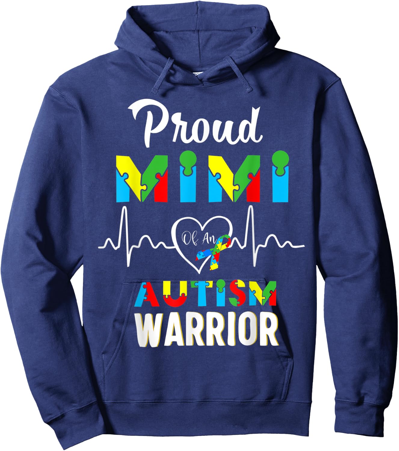 proud autism Mimi Autism awareness warrior matching family Hoodie - Hoodie | Navy