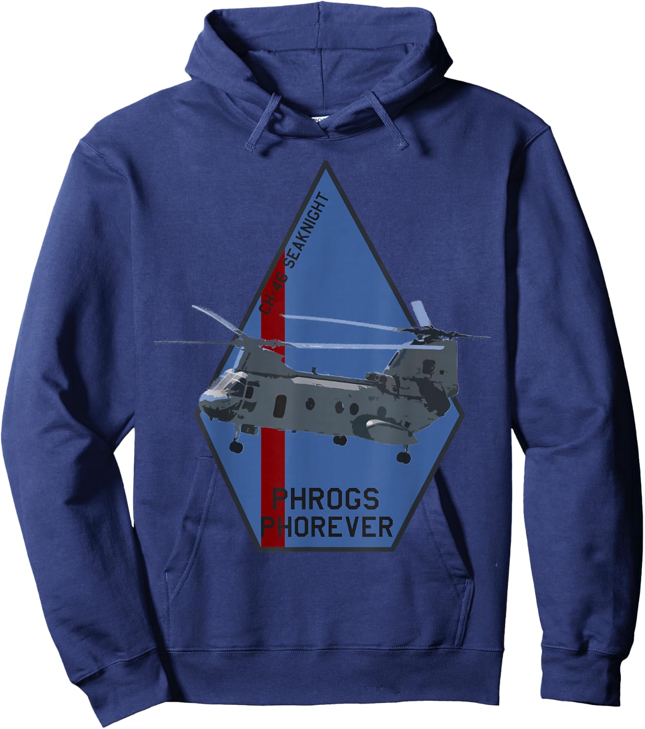 CH-46 Seaknight "Phrogs Phorever" Military Helicopter Hoodie - Hoodie | Navy