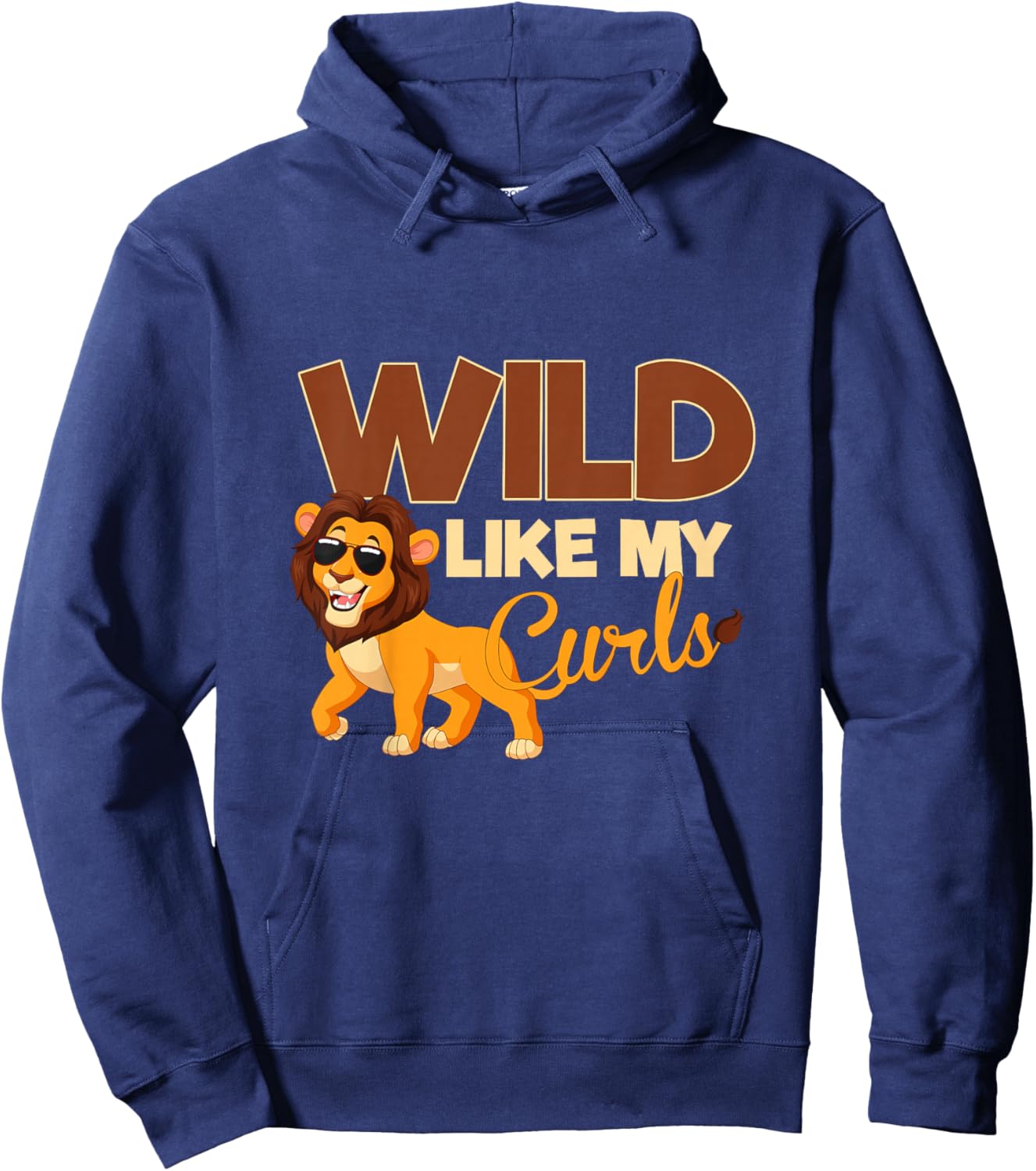 Wild Like My Curls Funny Curly Haired Lion with Sunglasses Hoodie - Hoodie | Navy