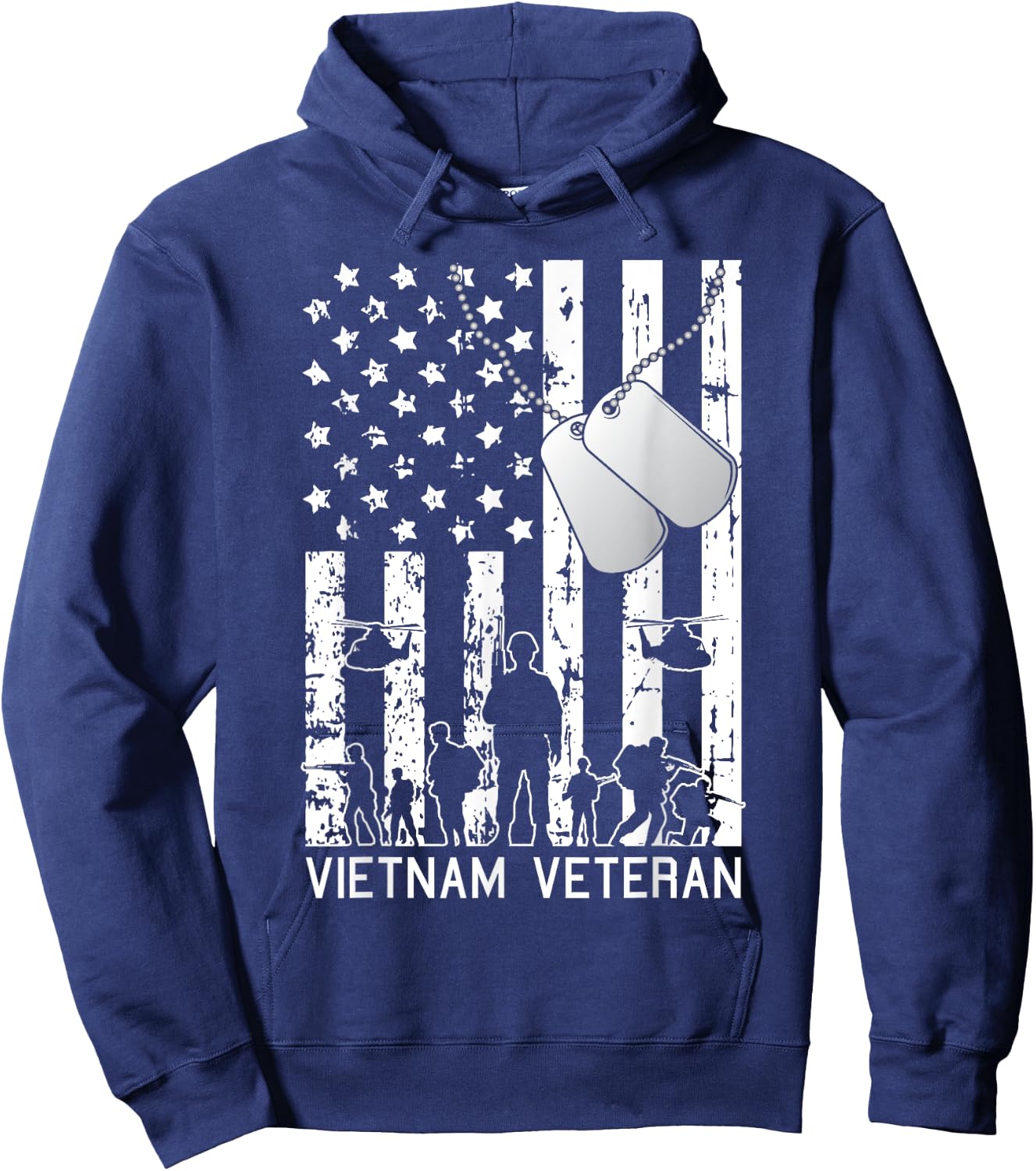 Vietnam Veteran Cool American Flag Military Army Soldier Women Kids Men Hoodie - Hoodie | Navy