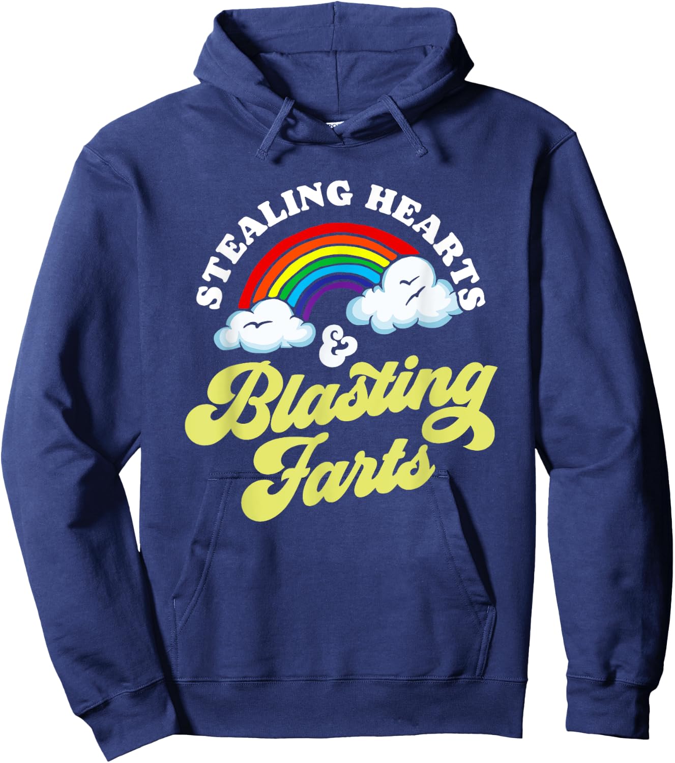 Stealing Hearts & Blasting Farts Funny Rainbow Valentines Hoodie - Hoodie | Navy
