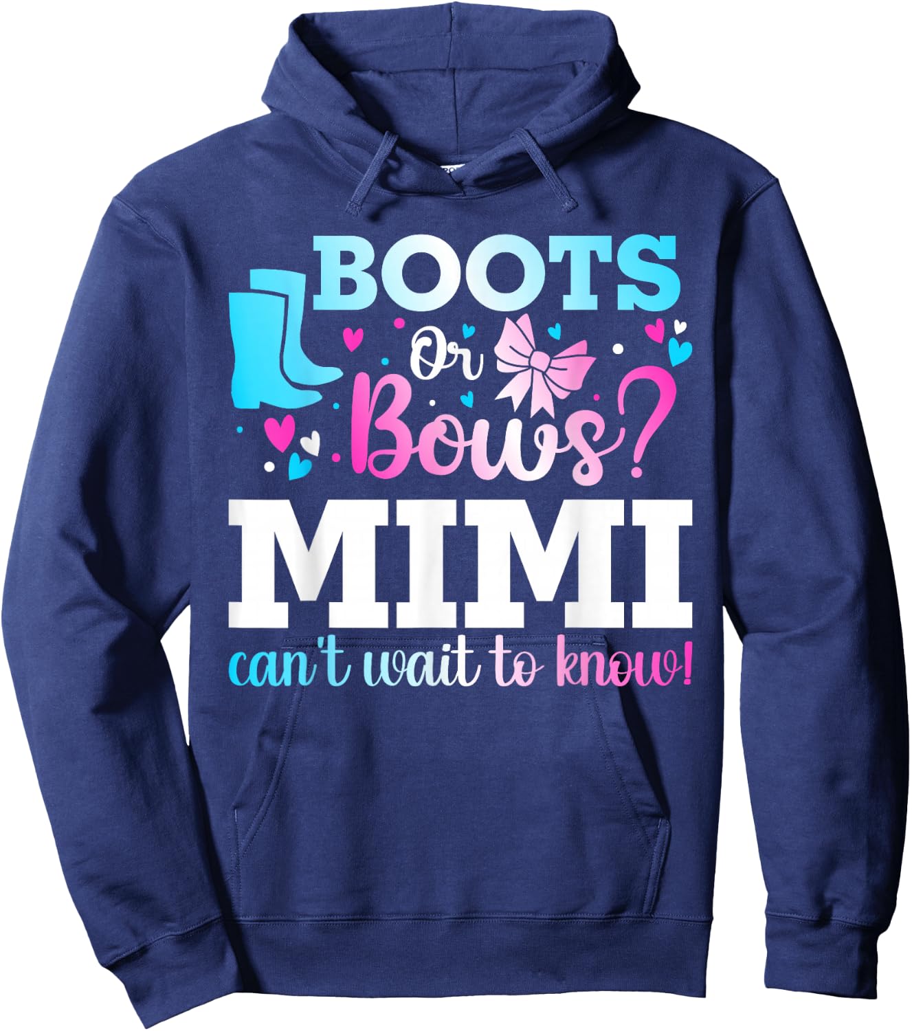 Boots or Bows Mimi Gender Reveal Baby Shower Announcement Hoodie - Hoodie | Navy