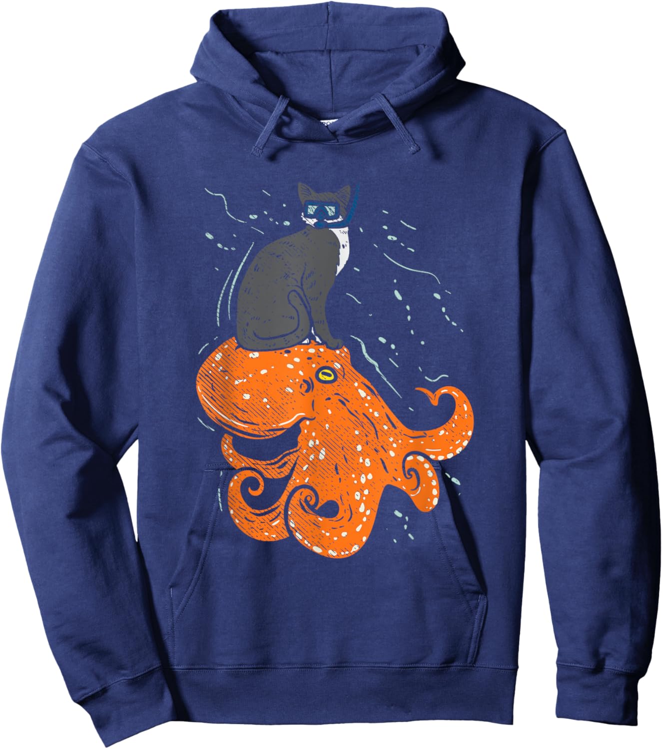 Funny Scuba Diving Gift, Funny Diving Cat Men Women Hoodie - Hoodie | Navy