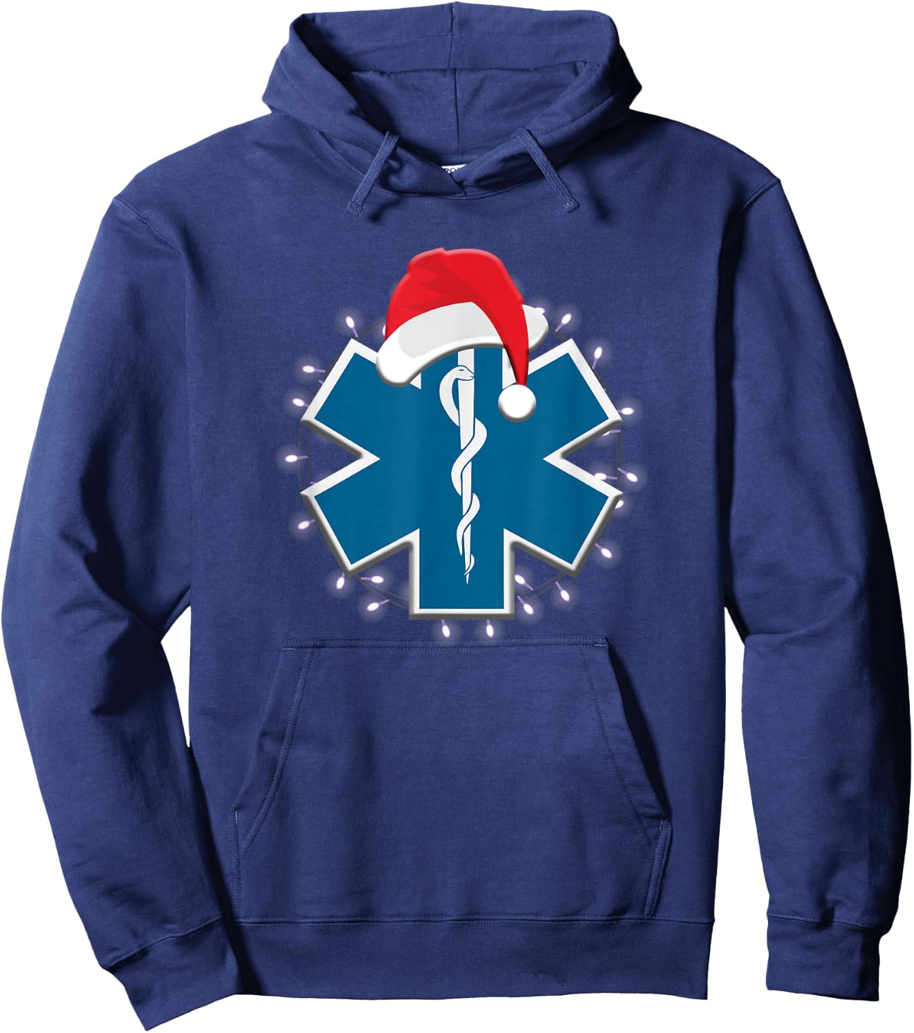EMT Paramedic EMS Christmas Star of Life First Responder Hoodie - Hoodie | Navy
