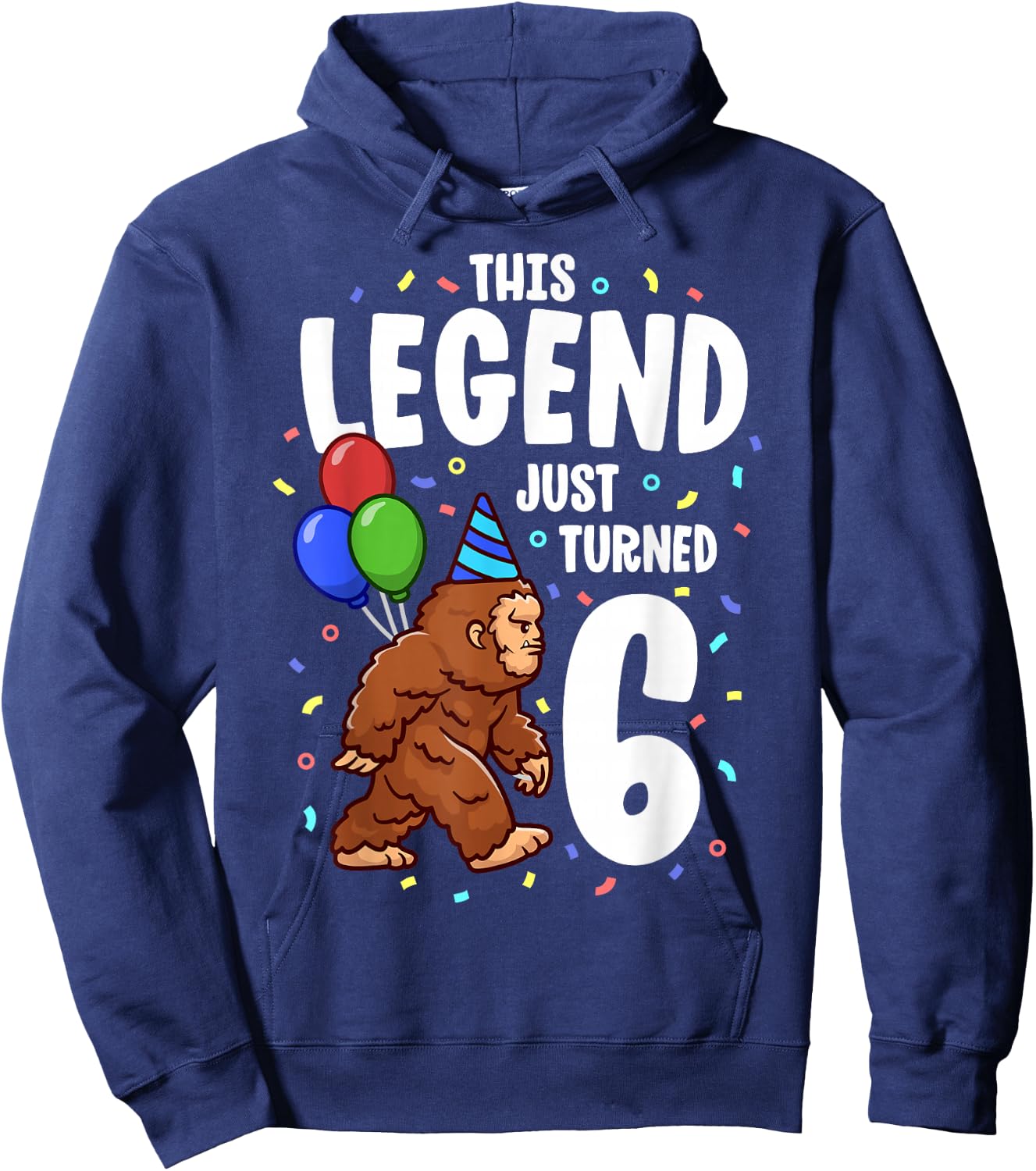 Bigfoot Birthday Party 6 Years Old Sasquatch Theme Boys Hoodie - Hoodie | Navy