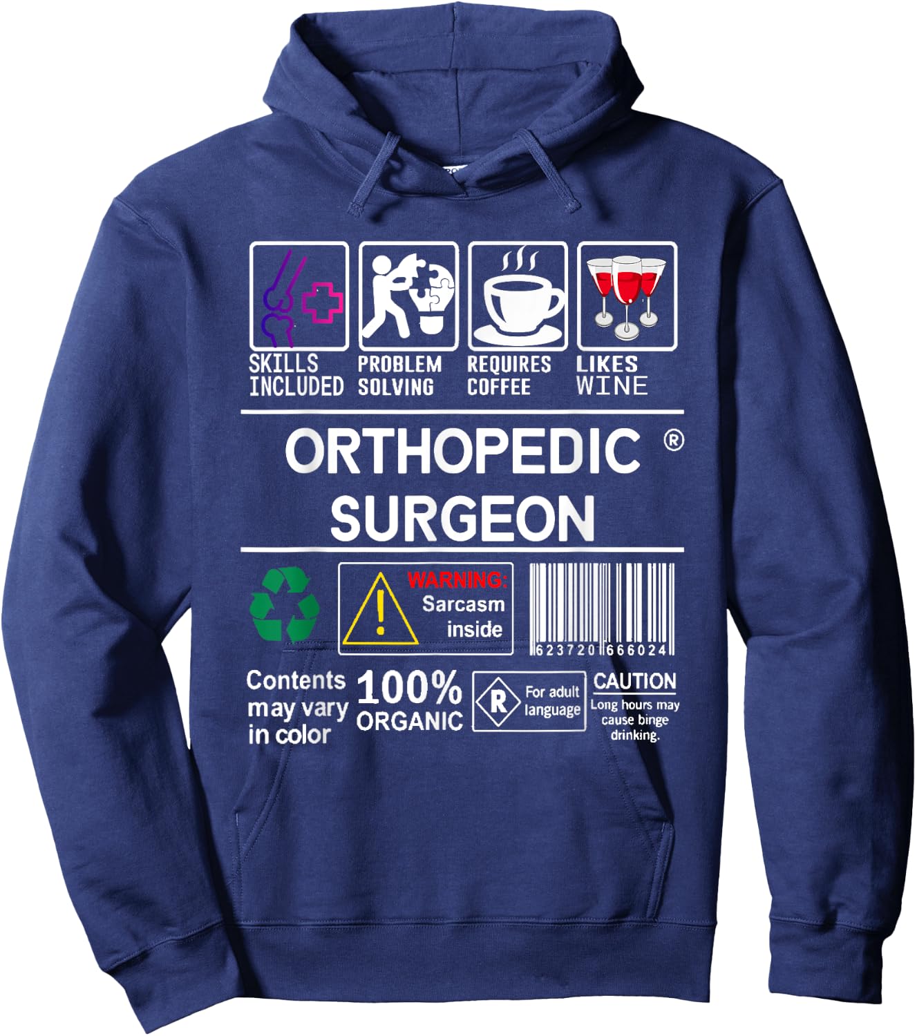 Orthopedic Surgeon Label Skills Wine Coffee Sarcasm Hoodie - Hoodie | Navy