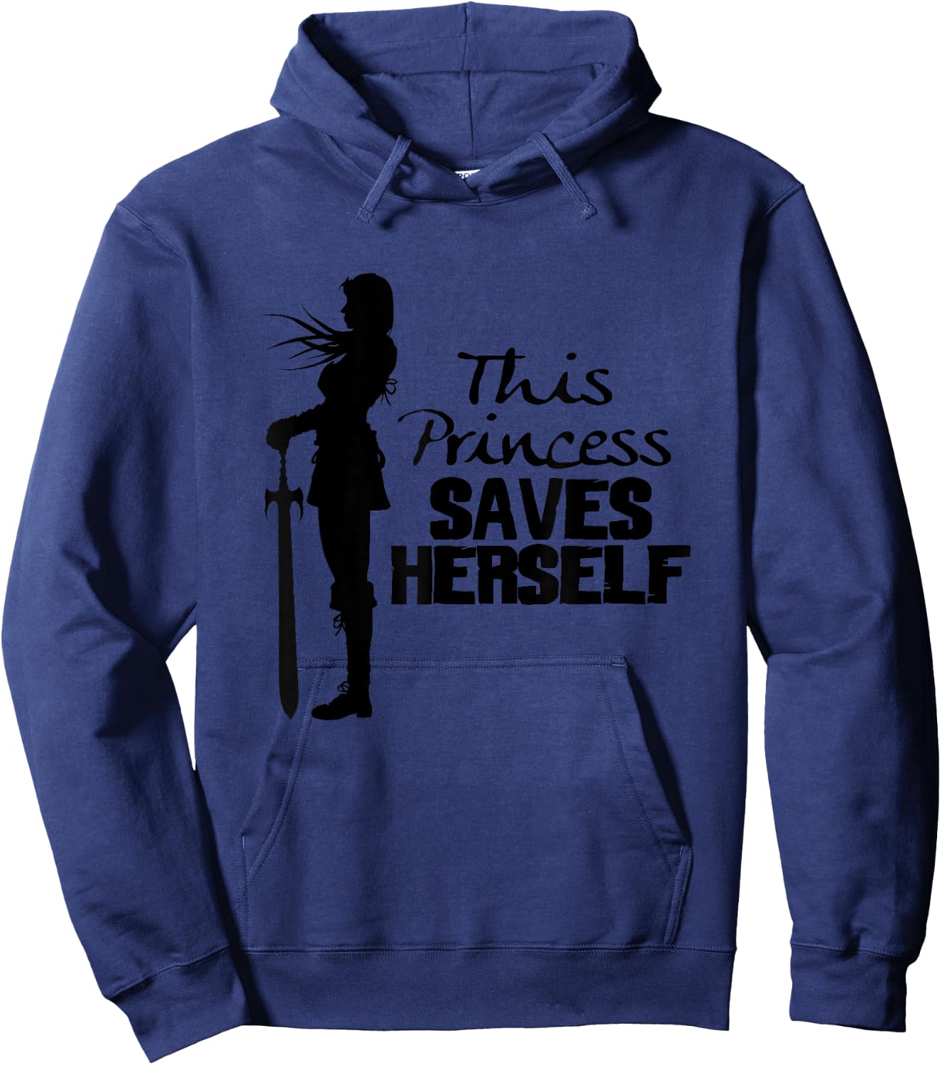 This Princess Saves Herself Bookish Fairy Tale Feminist Hoodie - Hoodie | Navy