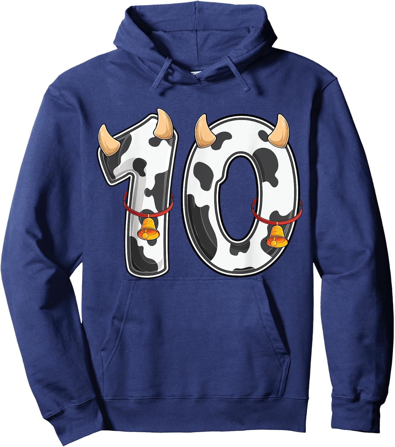 Cow Girl Boy Farmer 10th Birthday Ten 10 Years Old Bday Kids Hoodie - Hoodie | Navy