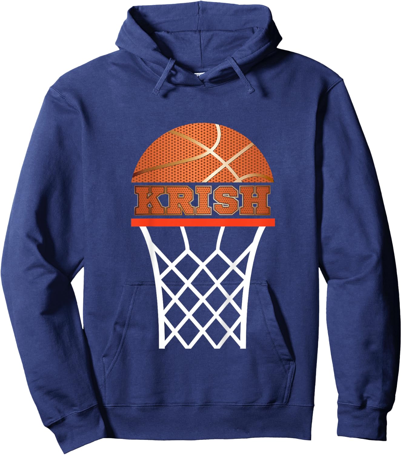Kids Basketball Apparels Boy Custom Name Krish, Youth T Shirt Hoodie - Hoodie | Navy