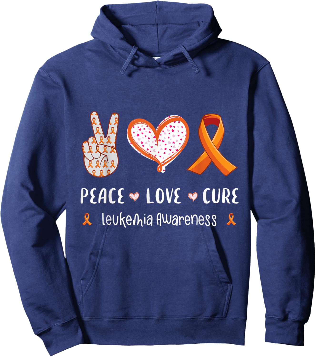 Peace Love cure leukemia awareness men women kids leukemia Hoodie - Hoodie | Navy