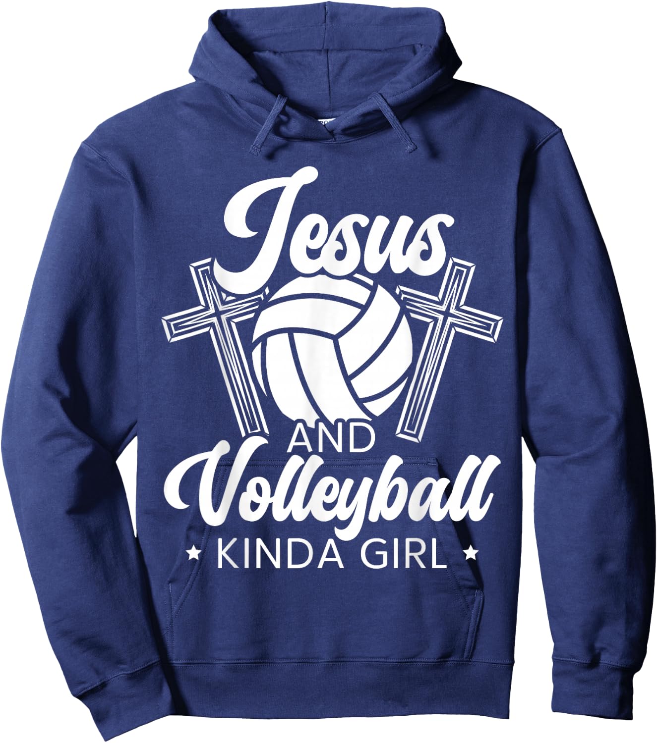 Jesus And Volleyball Kinda Girl Sports Gameday Spike Net Hoodie - Hoodie | Navy
