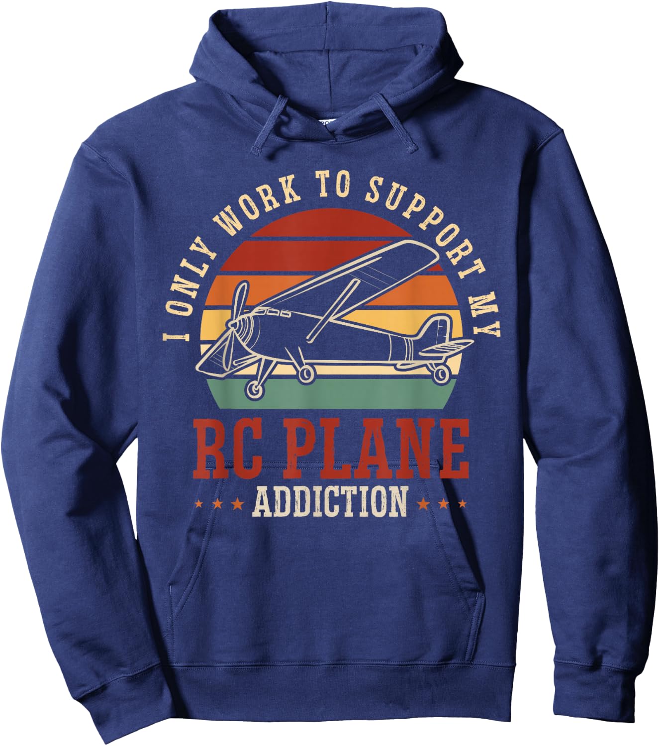 RC Plane Retro Vintage Radio Controlled Airplane Hoodie - Hoodie | Navy