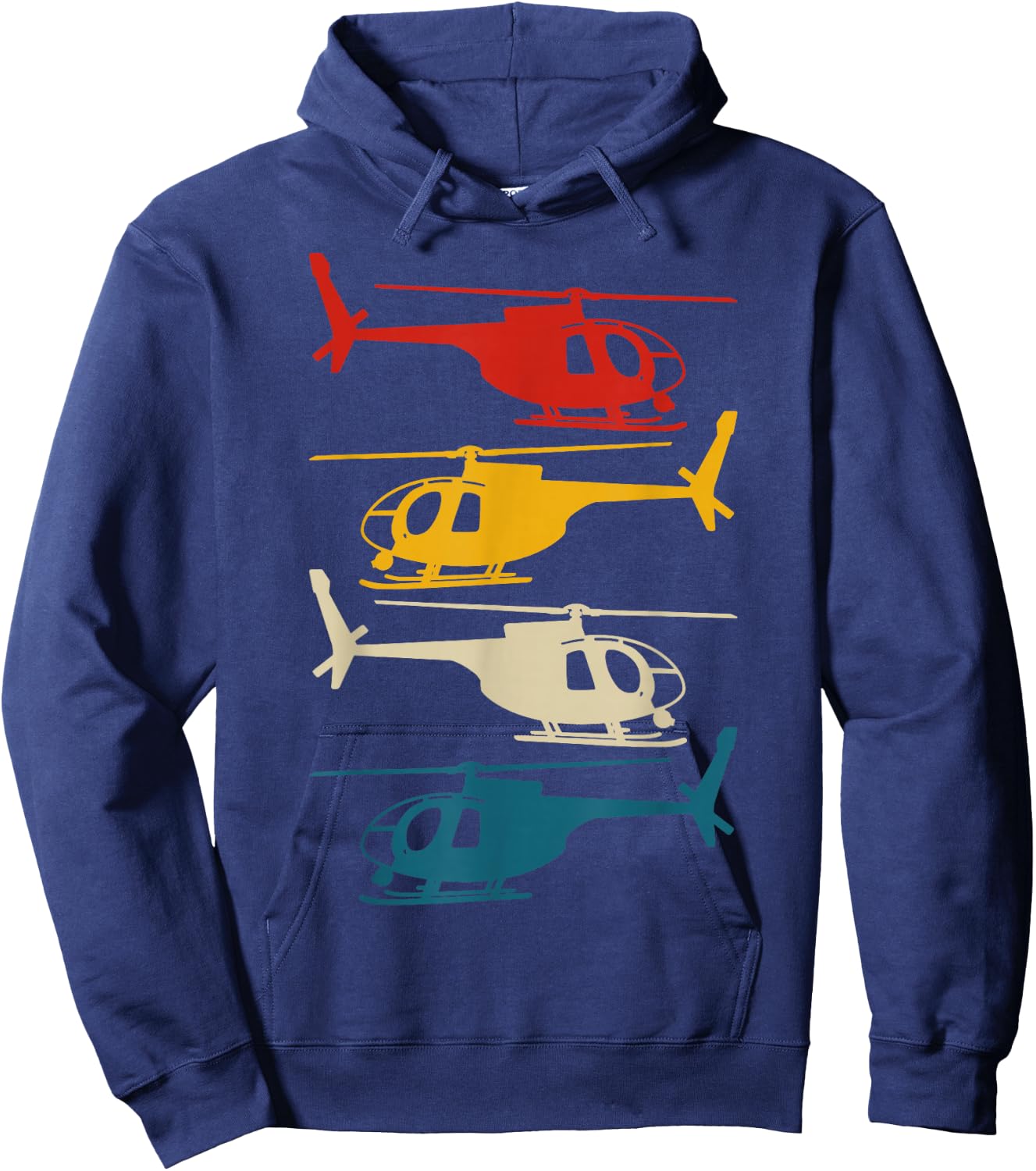 Helicopter Pilot Co. -Kids Retro Aviation , Black, Small, Short Sleeve Hoodie - Hoodie | Navy