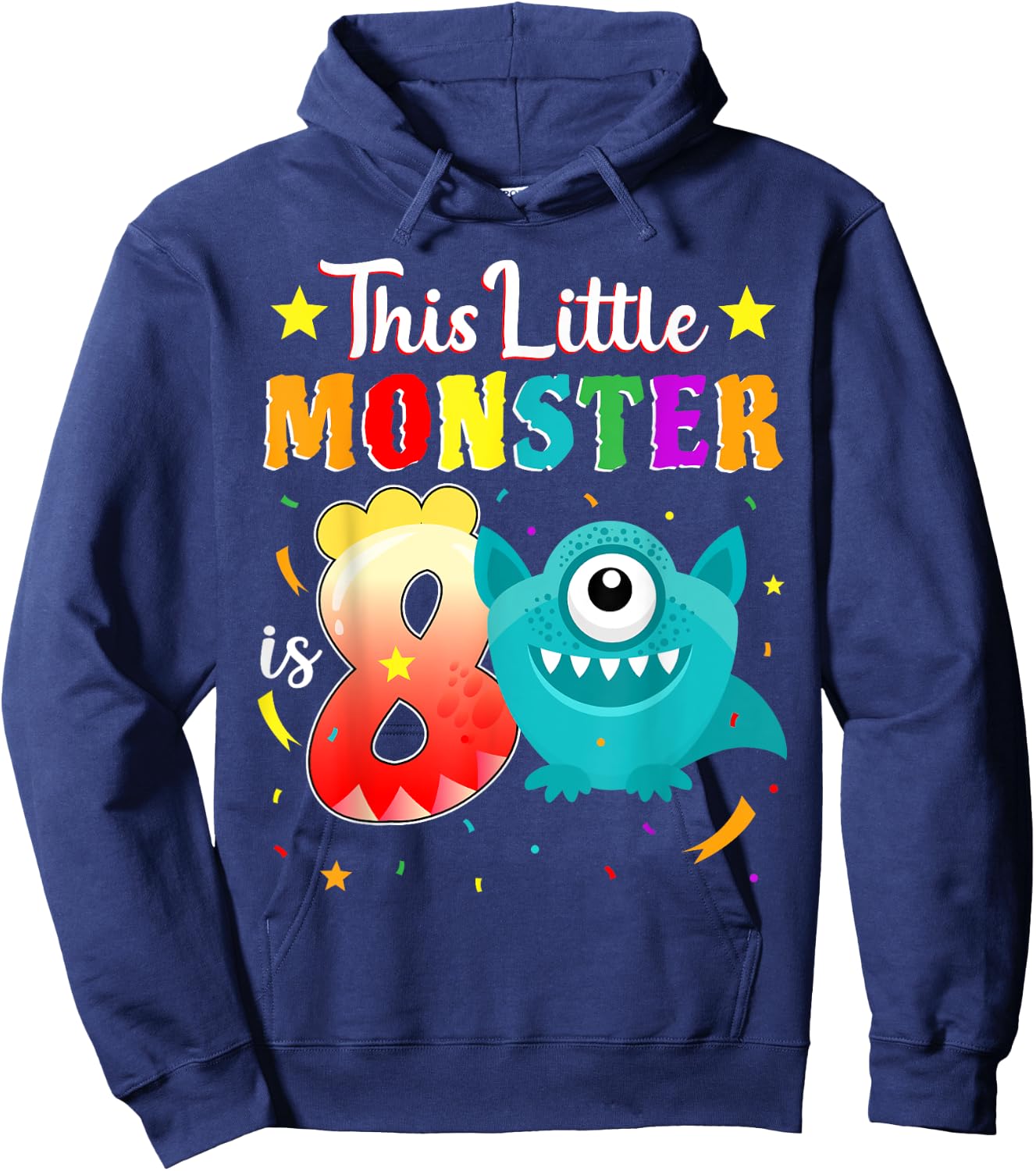 Little Monster 8th Birthday Party Monster 8 Years Old Hoodie - Hoodie | Navy